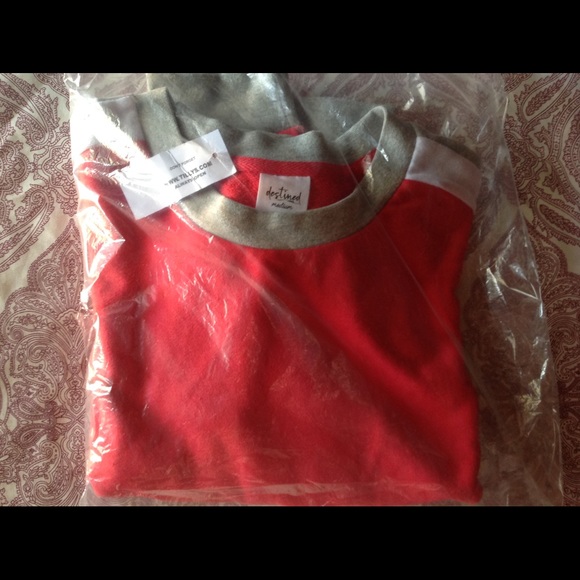 NWT Destined 3 Stripe Raw-edged Crop Sweatshirt - Picture 4 of 4